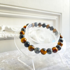 Bracelet Œil de tigre-Obsidienne neige